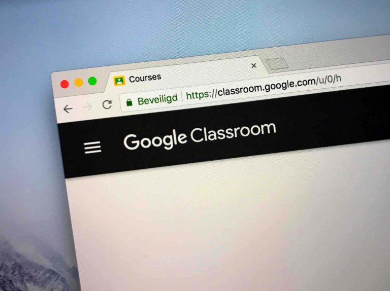 A screen shot of google classroom web page
