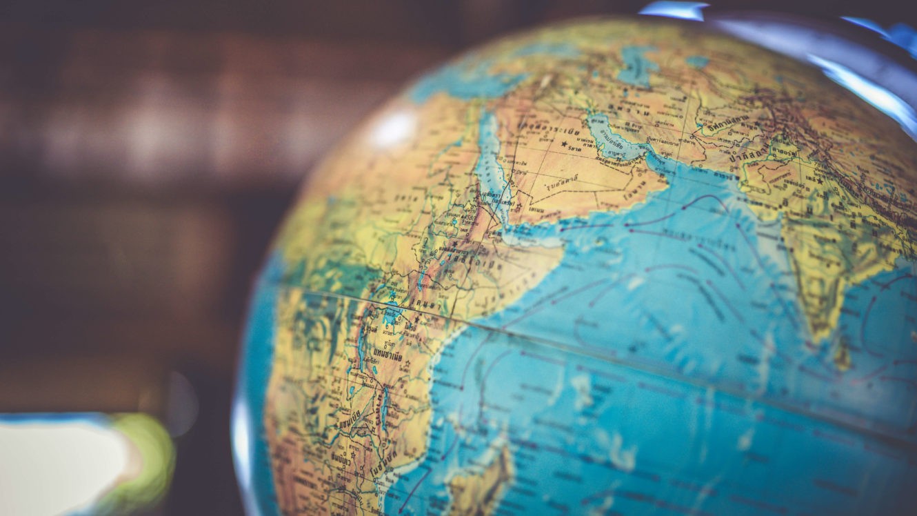 A close up view of a globe