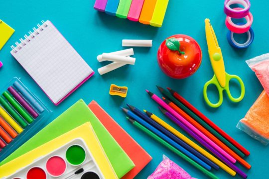 School supplies on a table