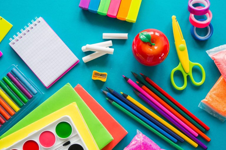 School supplies on a table