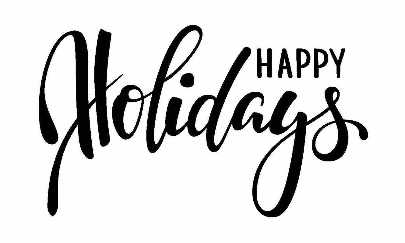 The words “Happy Holidays” written over a white background