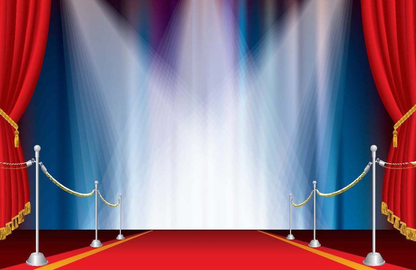 Cartoon of a celebrity red carpet with spotlights shining