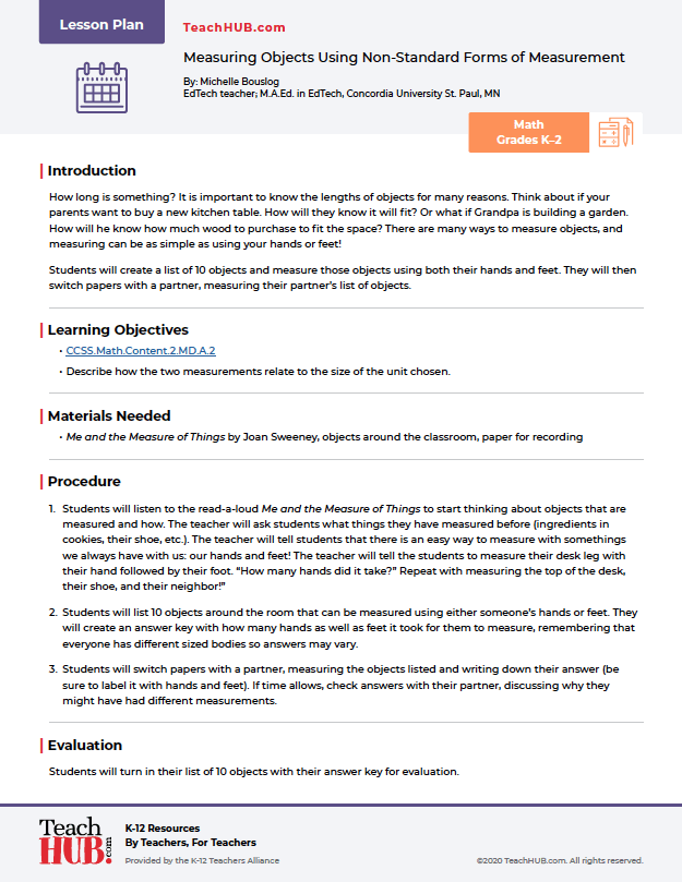 Measuring Objects Using Non-Standard Forms of Measurement-sm